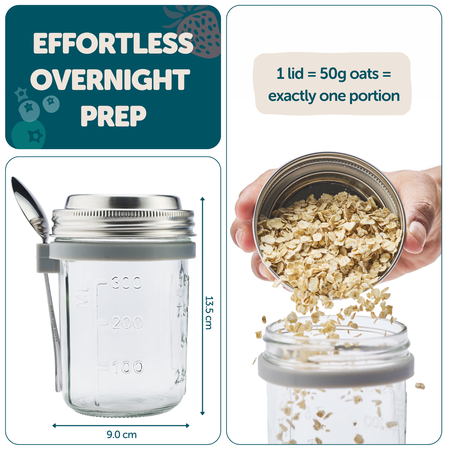 Overnight Oats Jar - 2 Pack